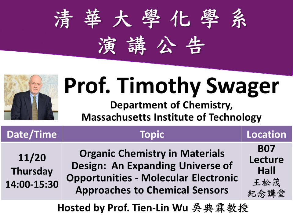 11/20 (物化分析) Prof. Timothy Swager(另開新視窗)